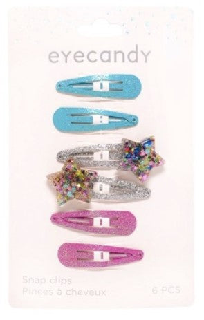 Glitter Snap Clips with Charms